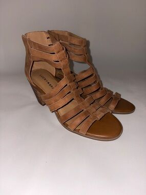 Lucky Brand Cognac Strappy Block Heel Sandals